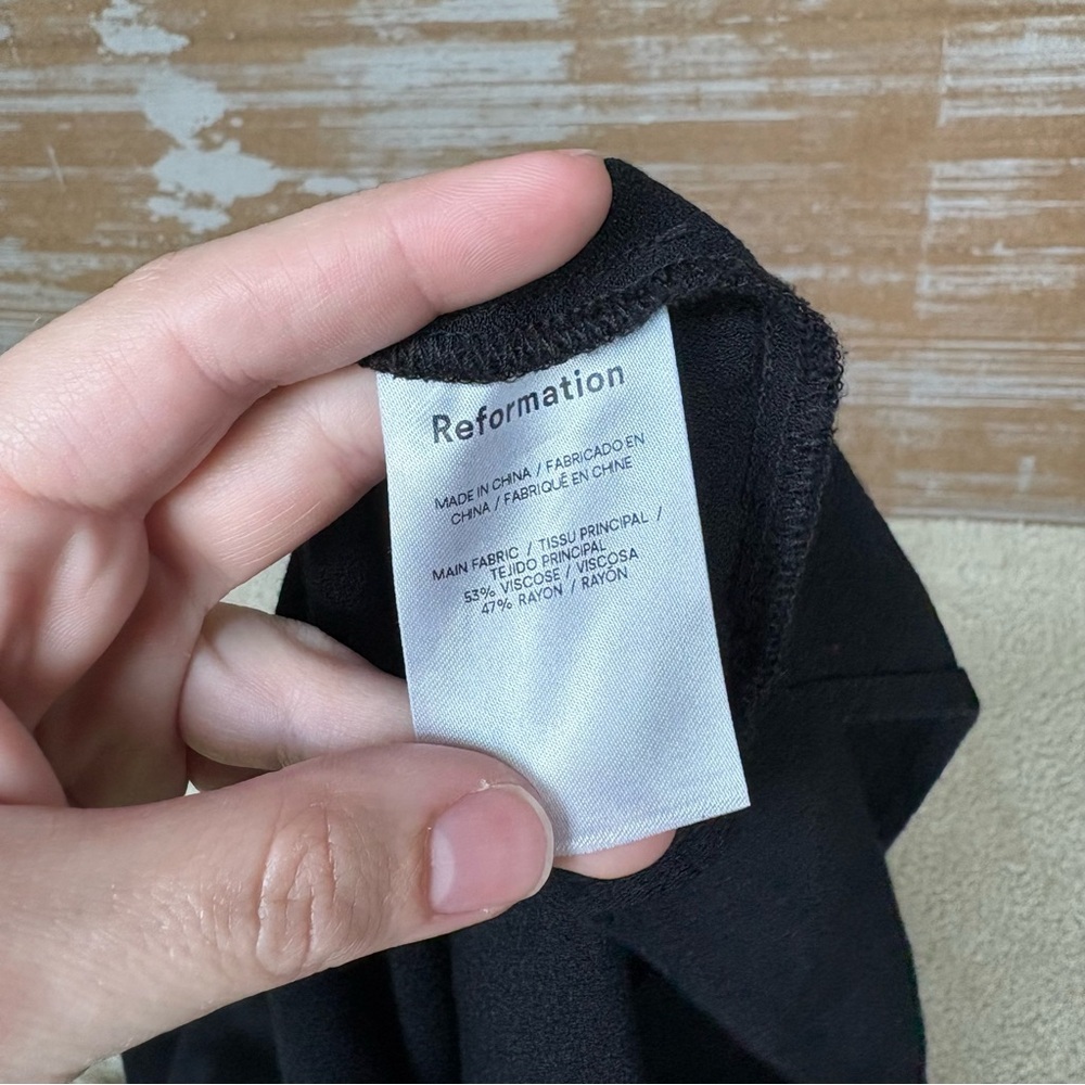 Reformation Midi Tie Side Dress Black Event Cocktail Basic Vacation Womens 2 - Picture 6 of 7